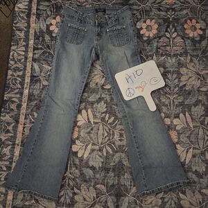 Angels Juniors Flare Leg Blue Jeans Size 9 Y2K 2000's Club/Rave Era
